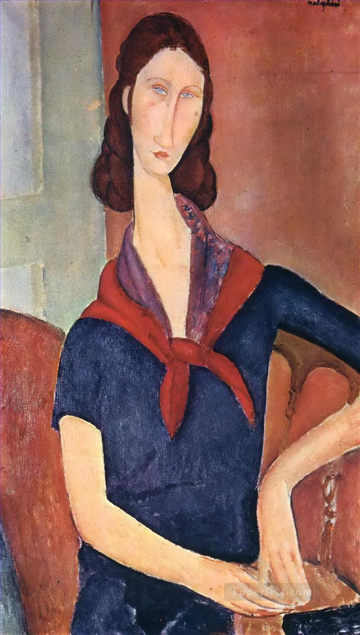 スカーフを巻いたジャンヌ・エビュテルヌ 1919年 アメデオ・モディリアーニ油絵
